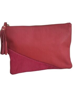 Chico’s Pink Leather & Haircalf Colorblock Clutch